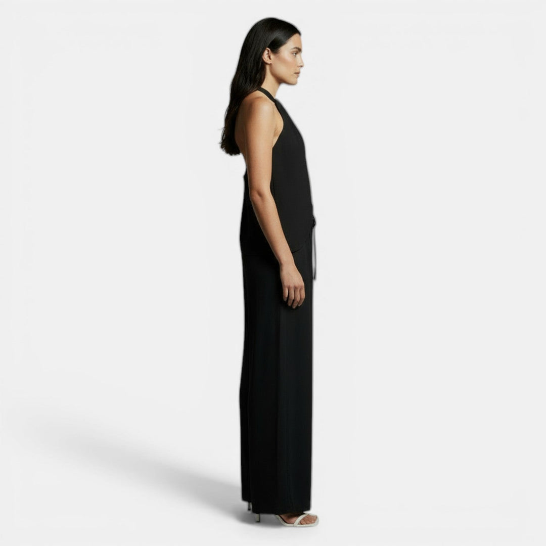 Conjunto Mujer Pantalón Palazzo y Blusa Cuello Redondo