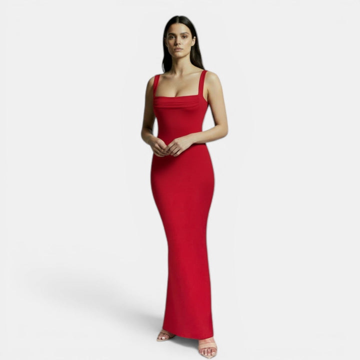 Vestido Mujer Elegante Slim Fit con Escote Cuadrado