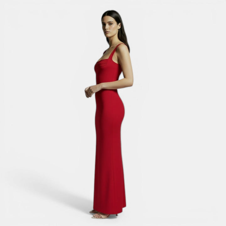 Vestido Mujer Elegante Slim Fit con Escote Cuadrado