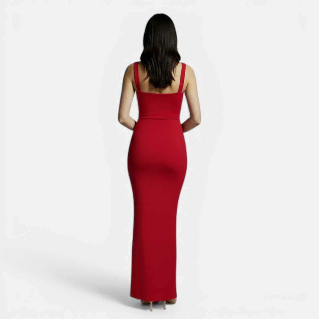 Vestido Mujer Elegante Slim Fit con Escote Cuadrado