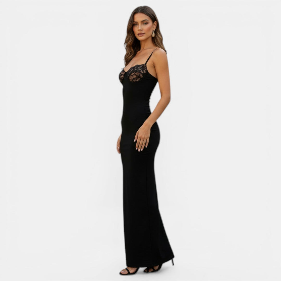 Vestido Largo Mujer Encaje y Tirantes