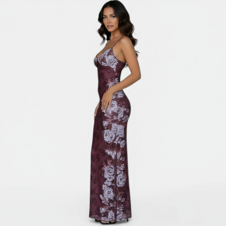 Vestido Slip Retro Estampado Mujer Elegante