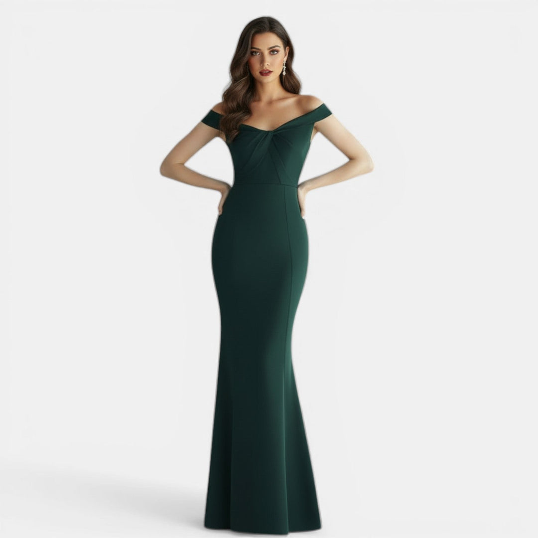 Vestido Largo Ajustado Hombros Descubiertos