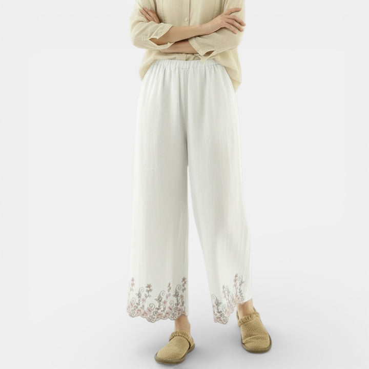 Pantalones Anchos de Lino y Algodón Mujer Verano