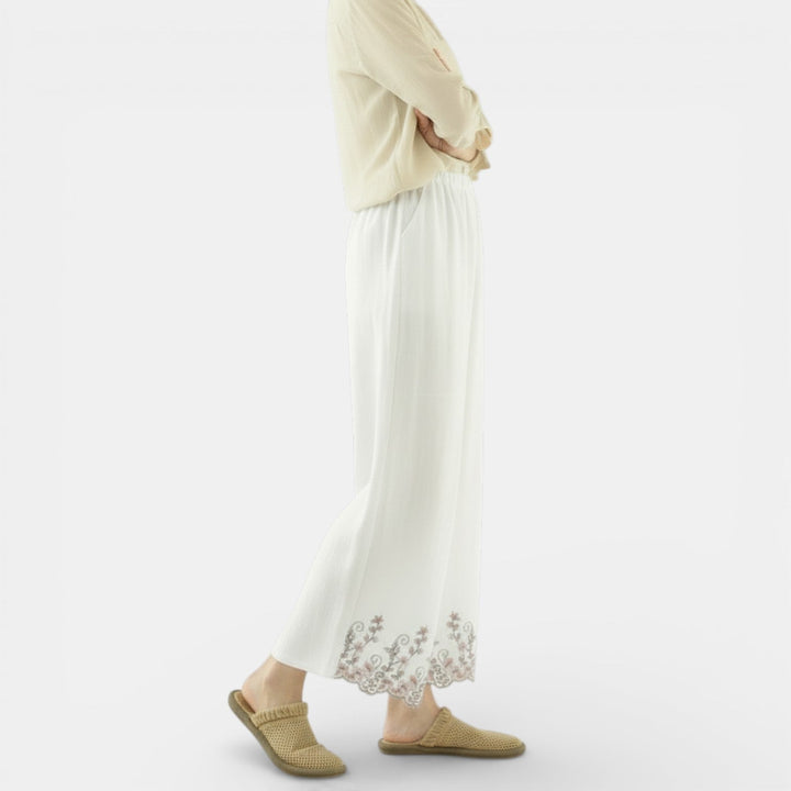 Pantalones Anchos de Lino y Algodón Mujer Verano