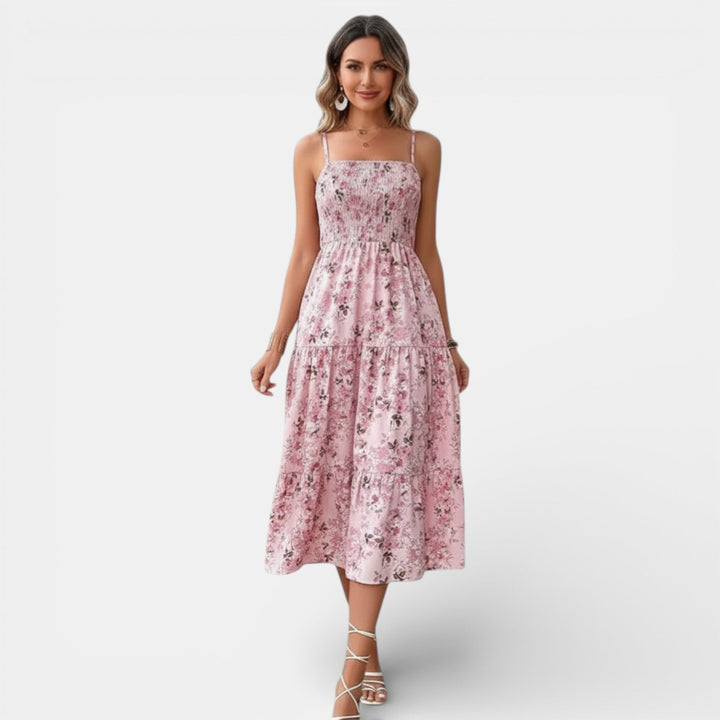 Vestido Floral Midi Mujer Elegante