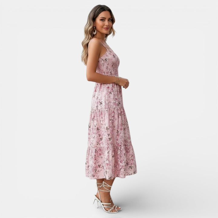 Vestido Floral Midi Mujer Elegante
