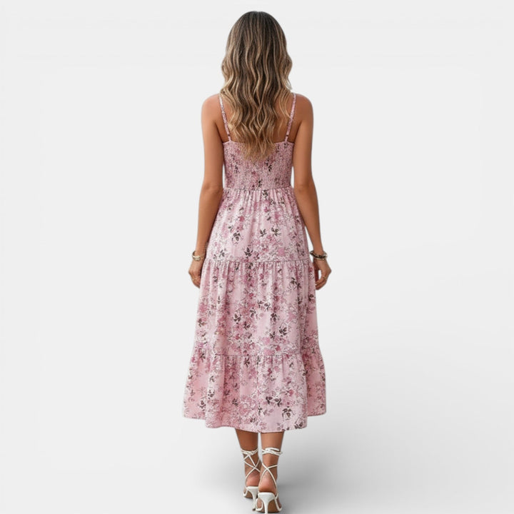 Vestido Floral Midi Mujer Elegante