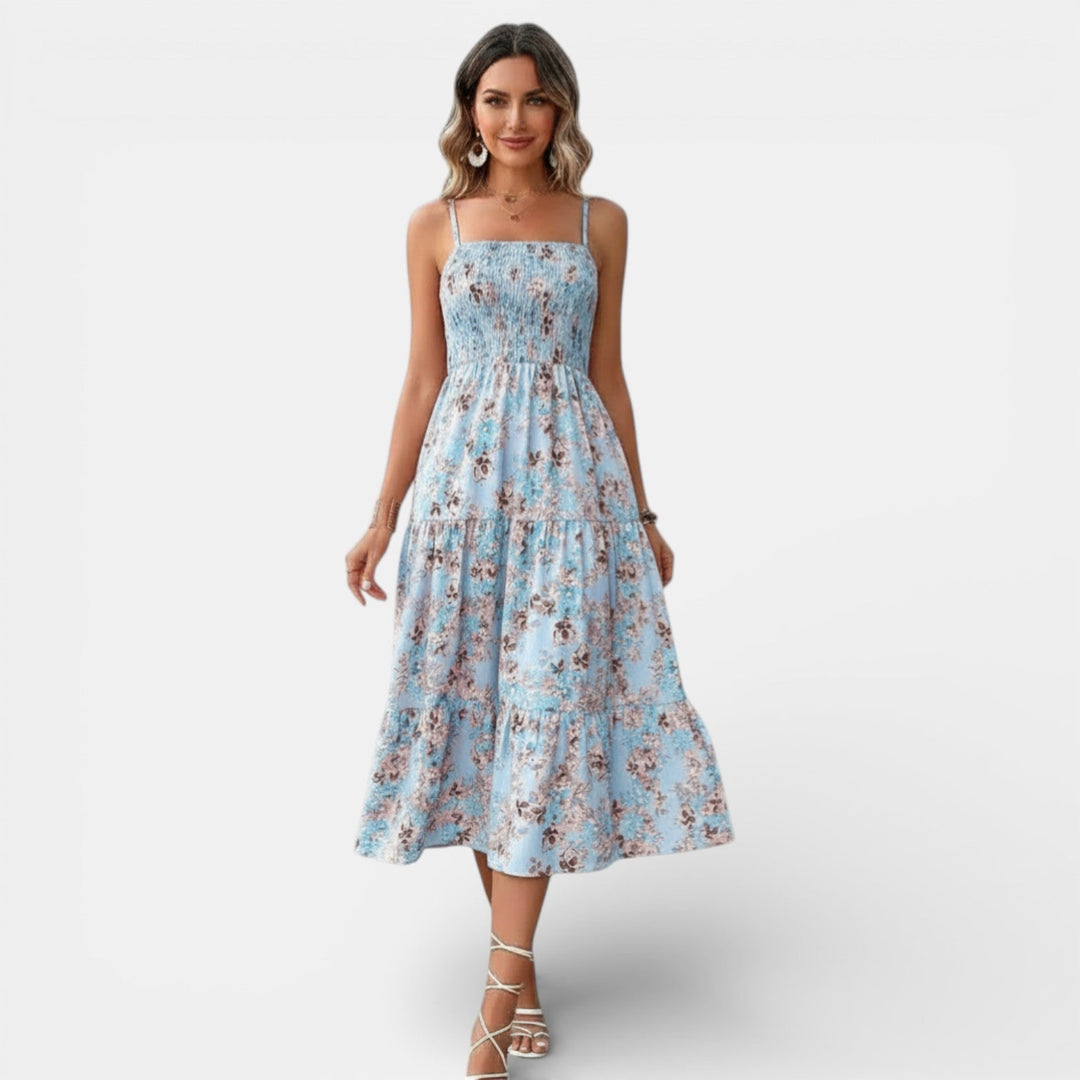 Vestido Floral Midi Mujer Elegante