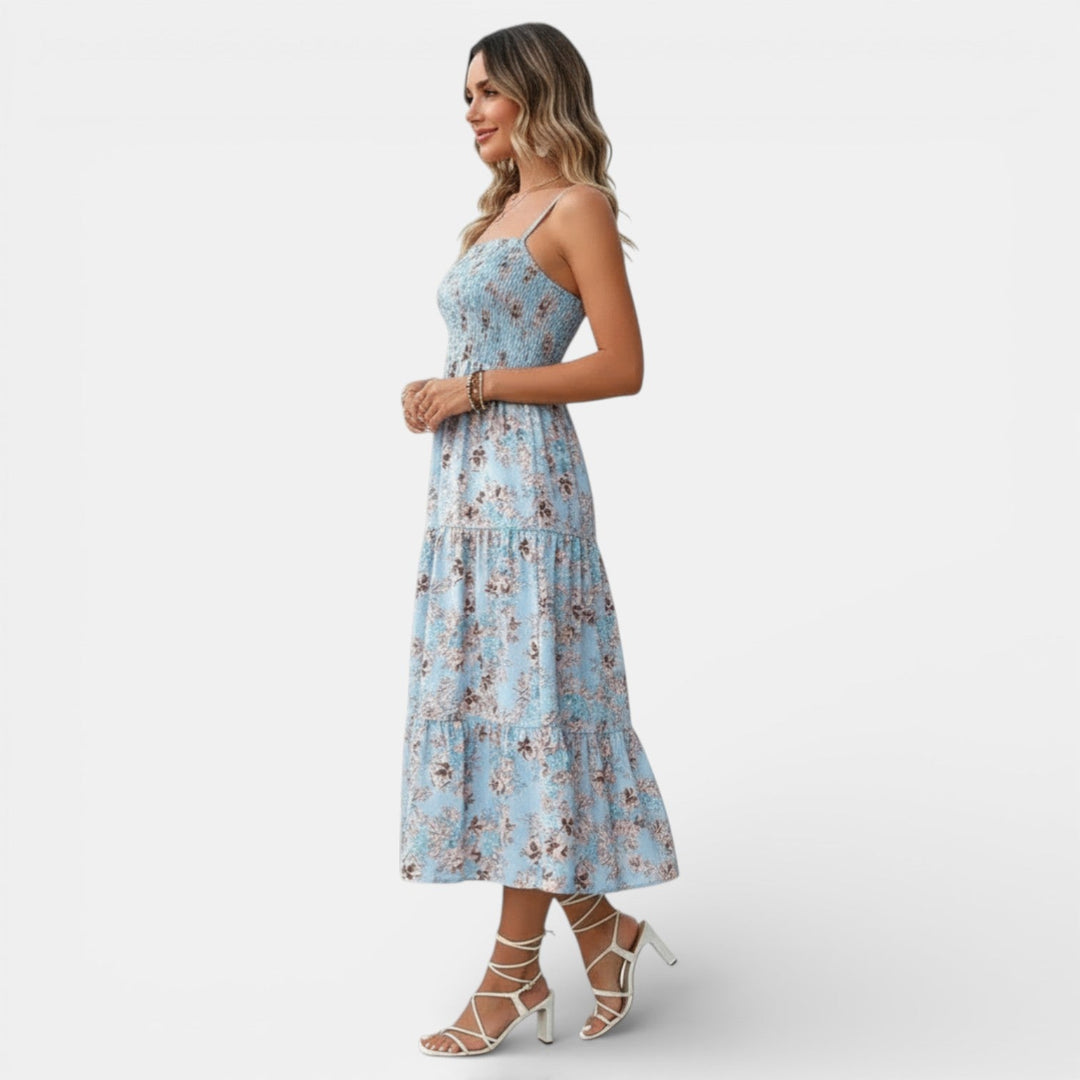 Vestido Floral Midi Mujer Elegante