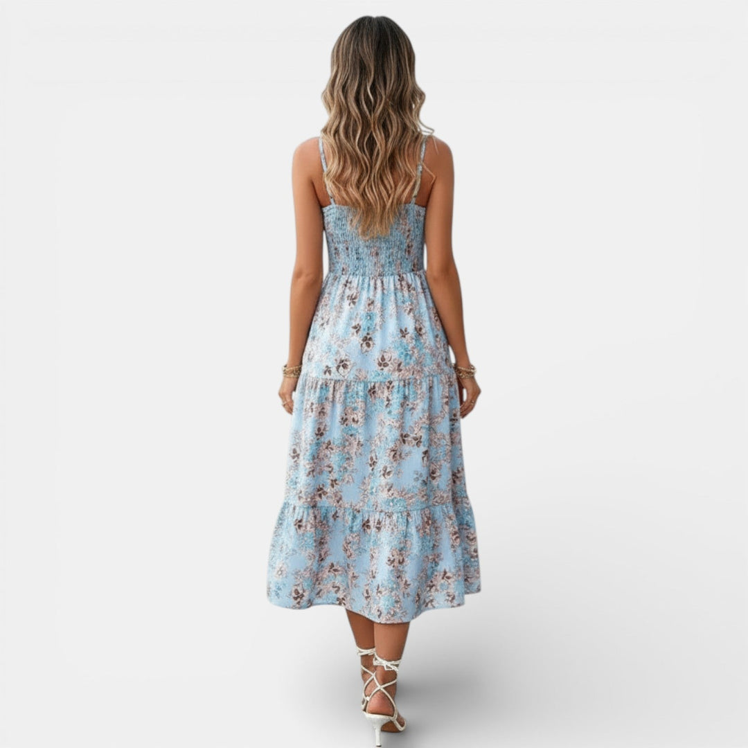 Vestido Floral Midi Mujer Elegante