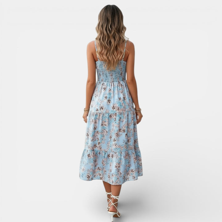 Vestido Floral Midi Mujer Elegante