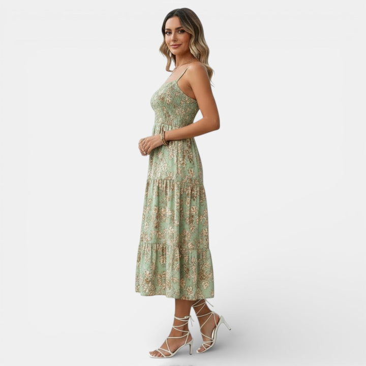 Vestido Floral Midi Mujer Elegante