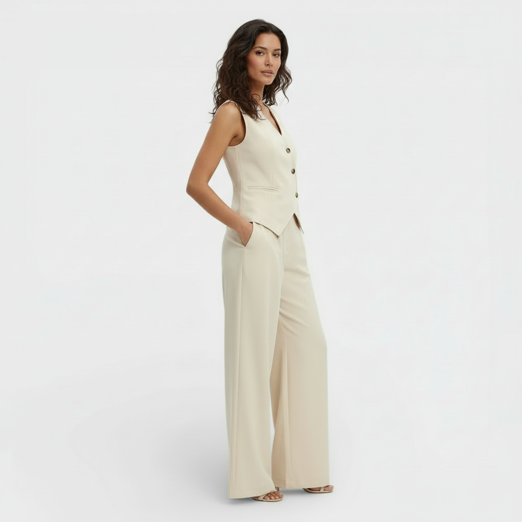 Conjunto Elegante Mujer Chaleco y Pantalón