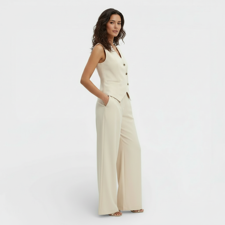 Conjunto Elegante Mujer Chaleco y Pantalón