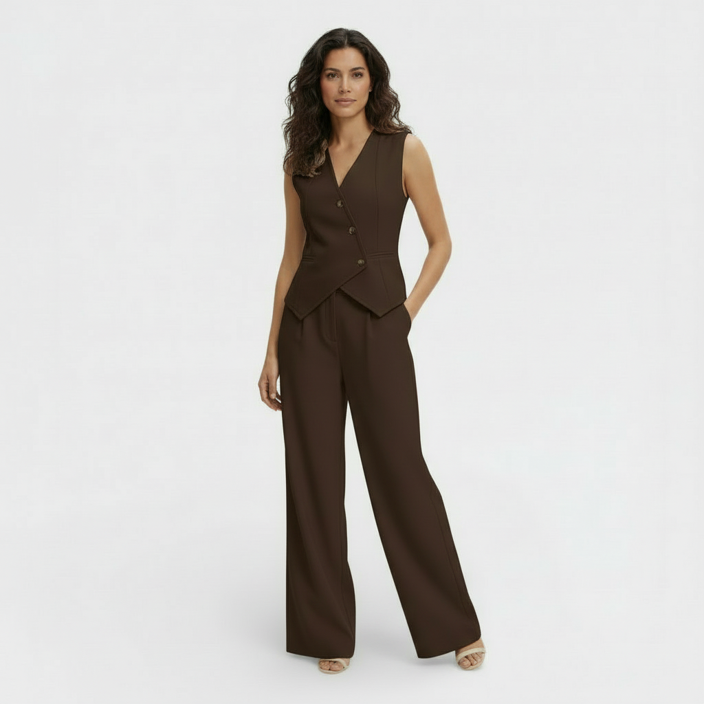 Conjunto Elegante Mujer Chaleco y Pantalón