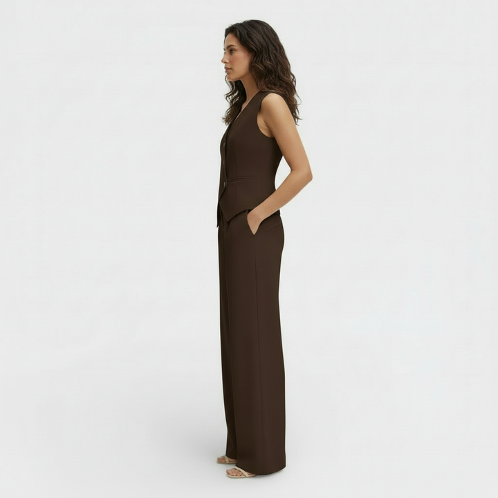 Conjunto Elegante Mujer Chaleco y Pantalón