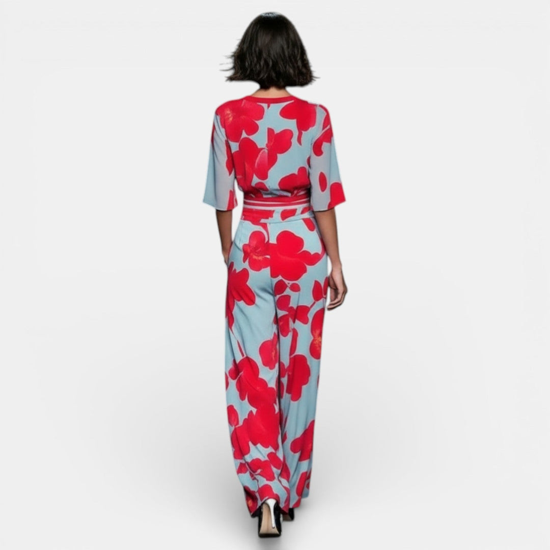 Vestido Largo Floral Mujer Cuello V con Abertura