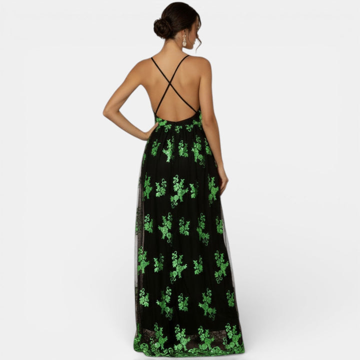 Vestido Lentejuelas Escote V Mujer Elegante