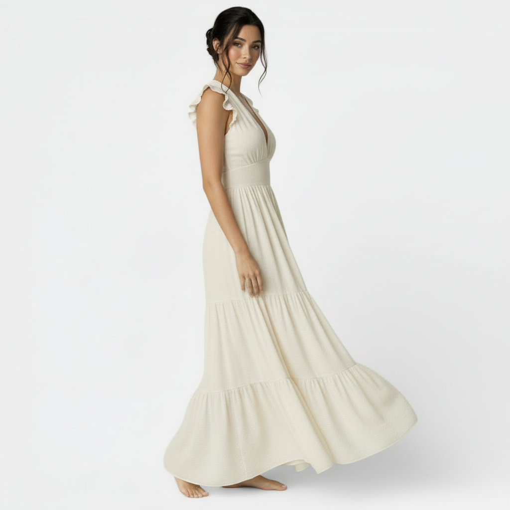 Vestido Mujer Color Sólido Alta Gama Verano