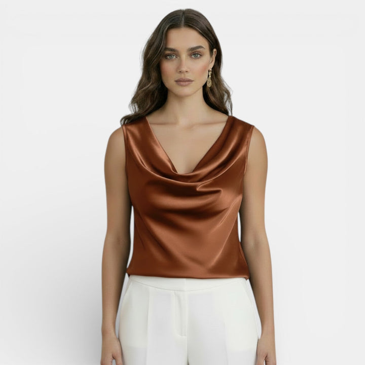 Blusa Satinada Sin Mangas Mujer