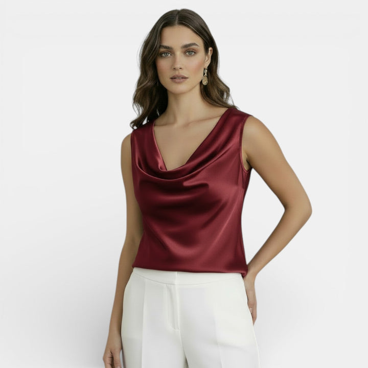 Blusa Satinada Sin Mangas Mujer