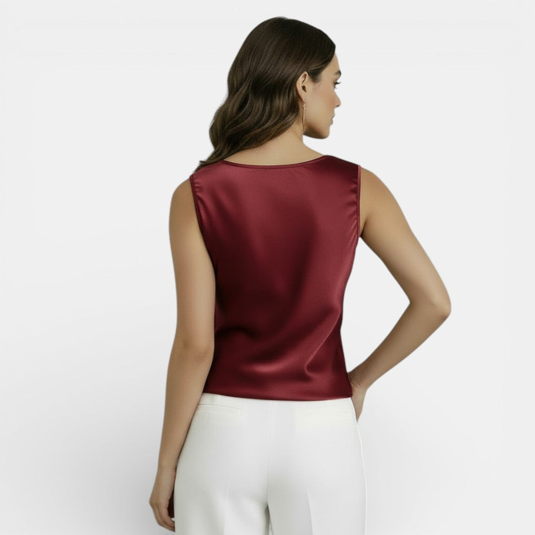 Blusa Satinada Sin Mangas Mujer