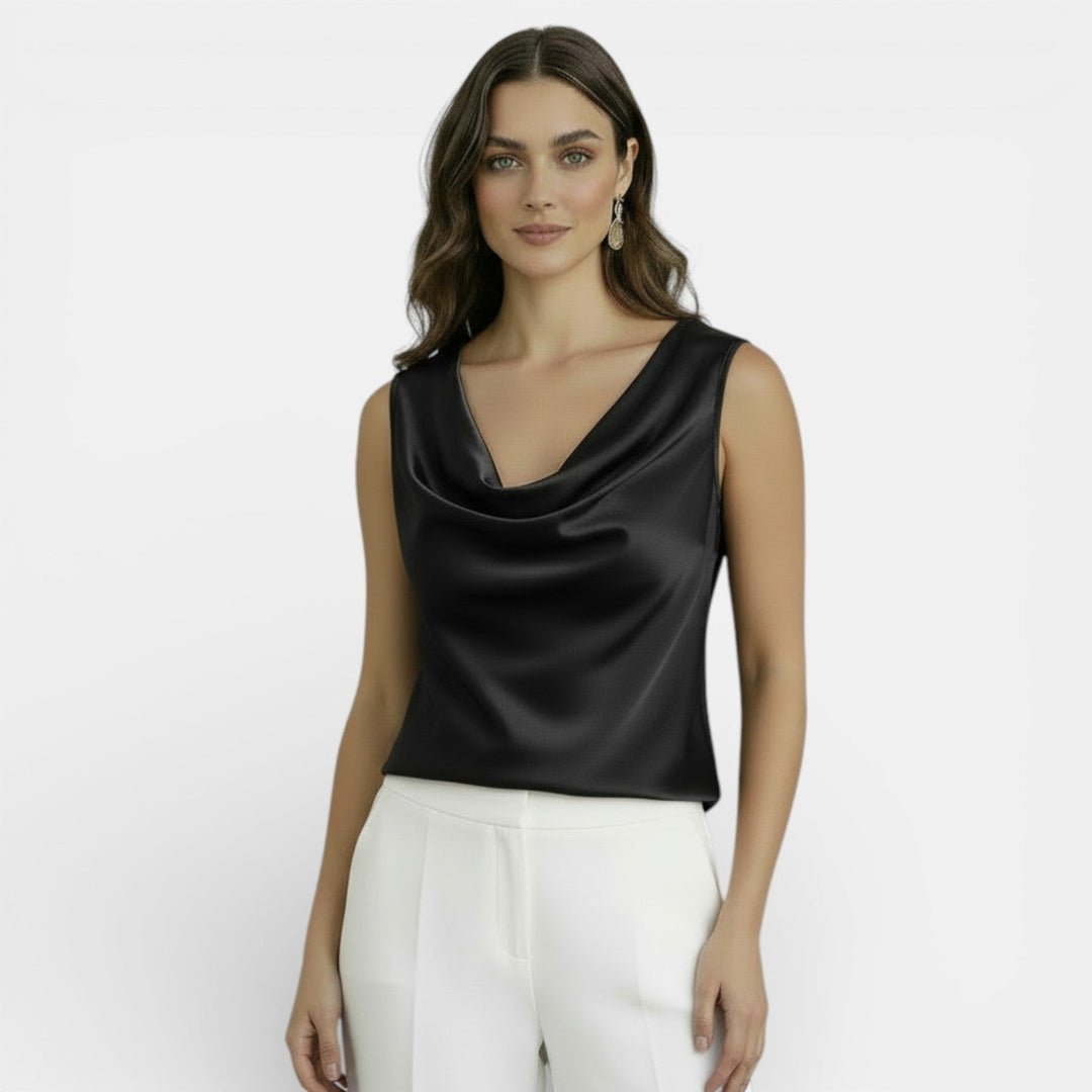Blusa Satinada Sin Mangas Mujer