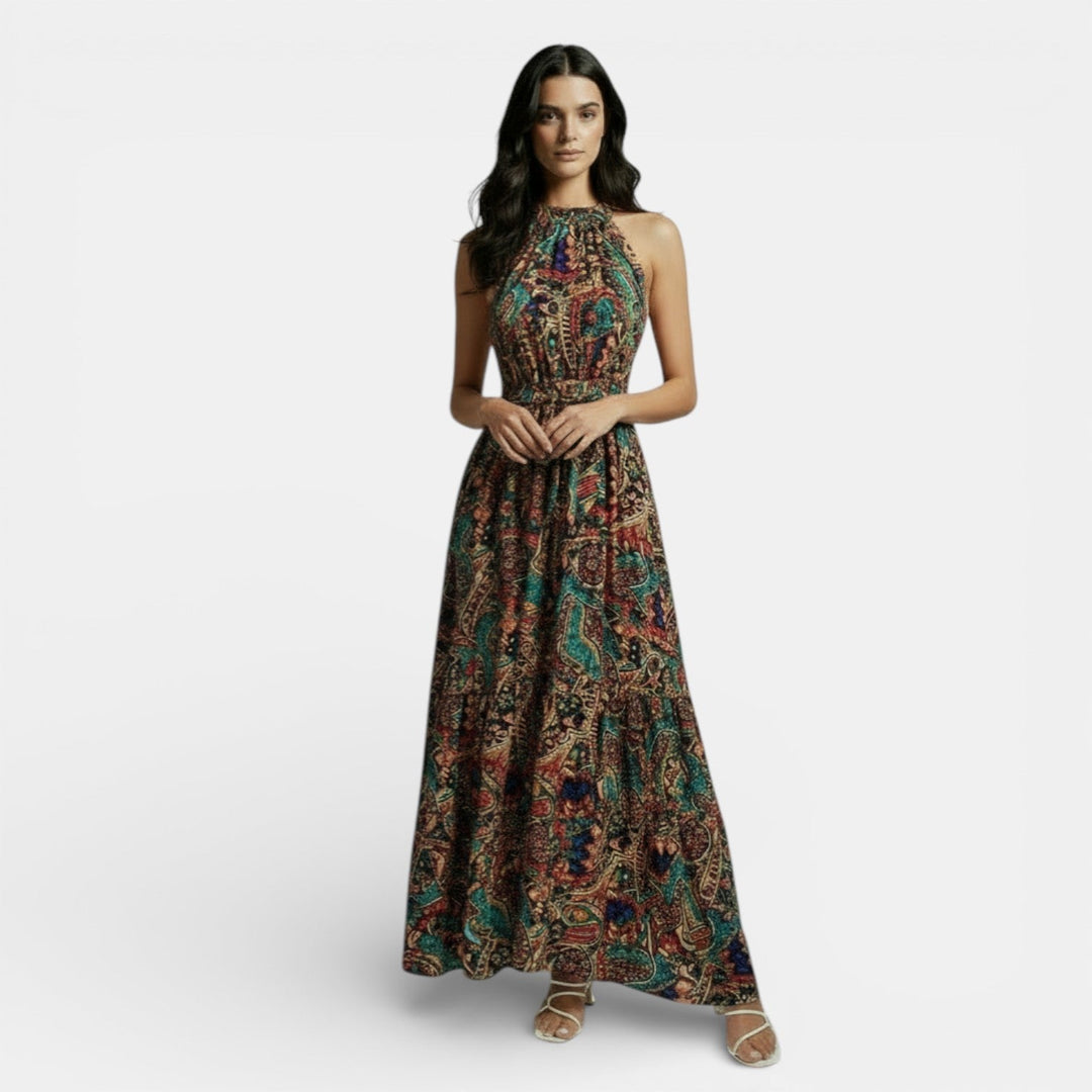Vestido Boho Largo de Cintura Alta