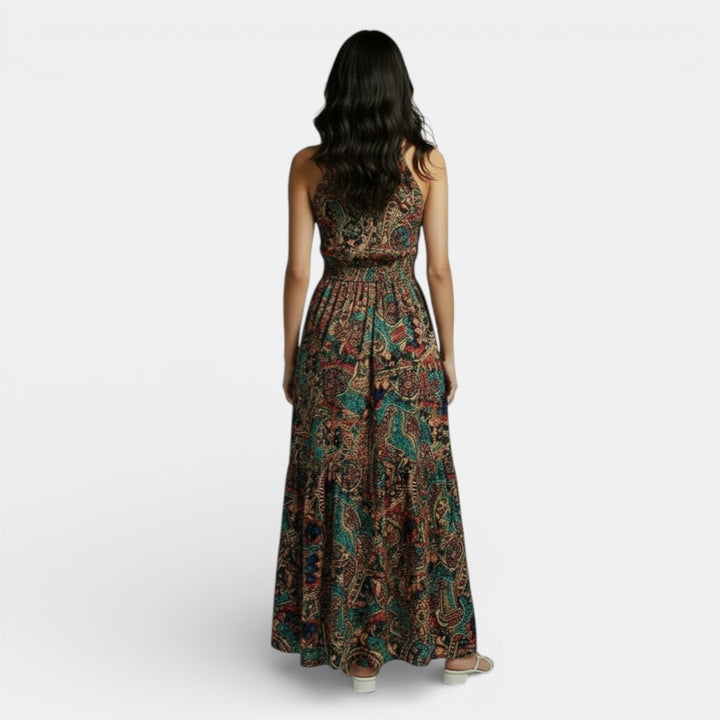 Vestido Boho Largo de Cintura Alta