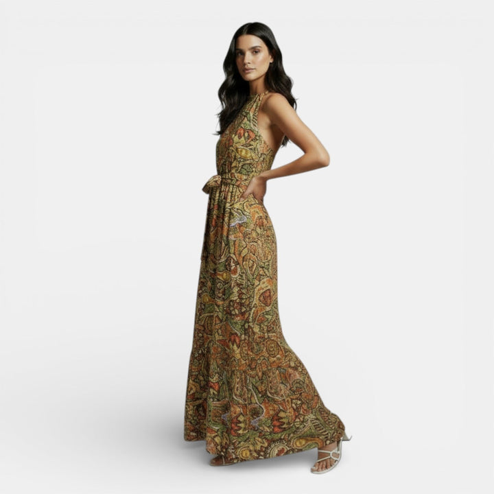 Vestido Boho Largo de Cintura Alta