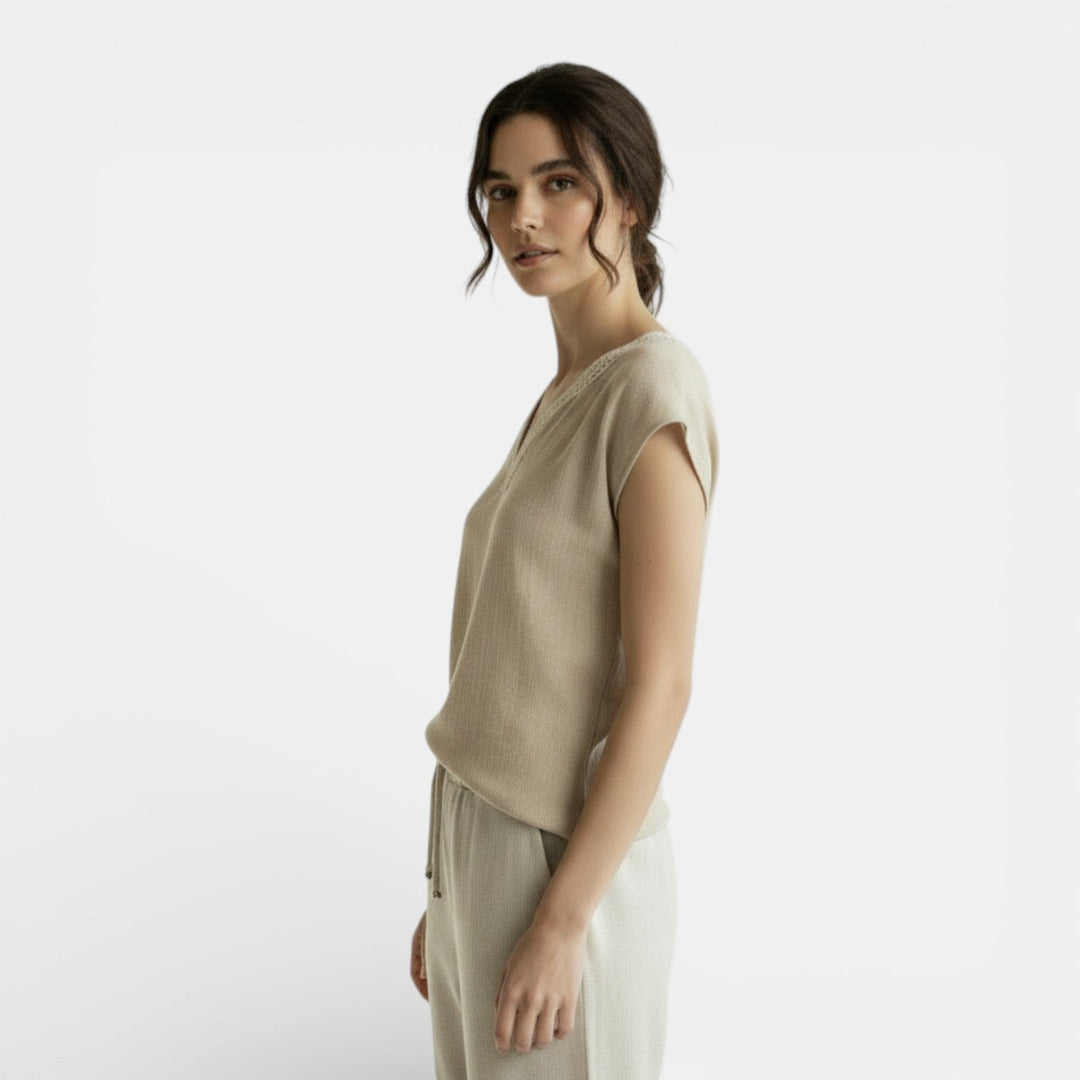 Blusa Boho Mujer Algodón Lino Encaje