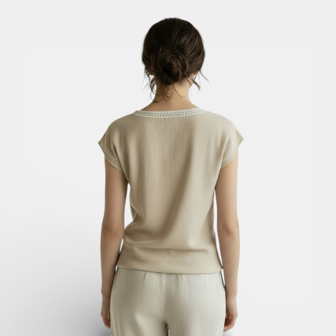 Blusa Boho Mujer Algodón Lino Encaje