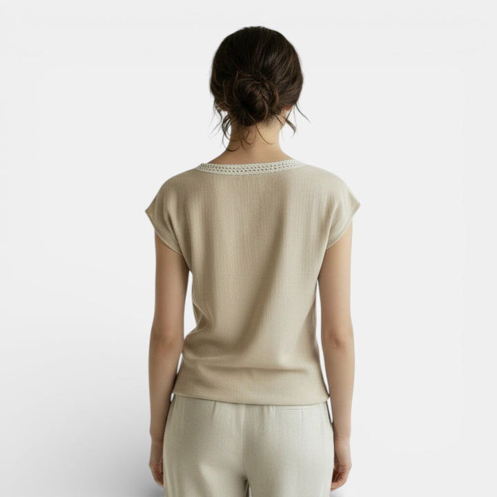 Blusa Boho Mujer Algodón Lino Encaje