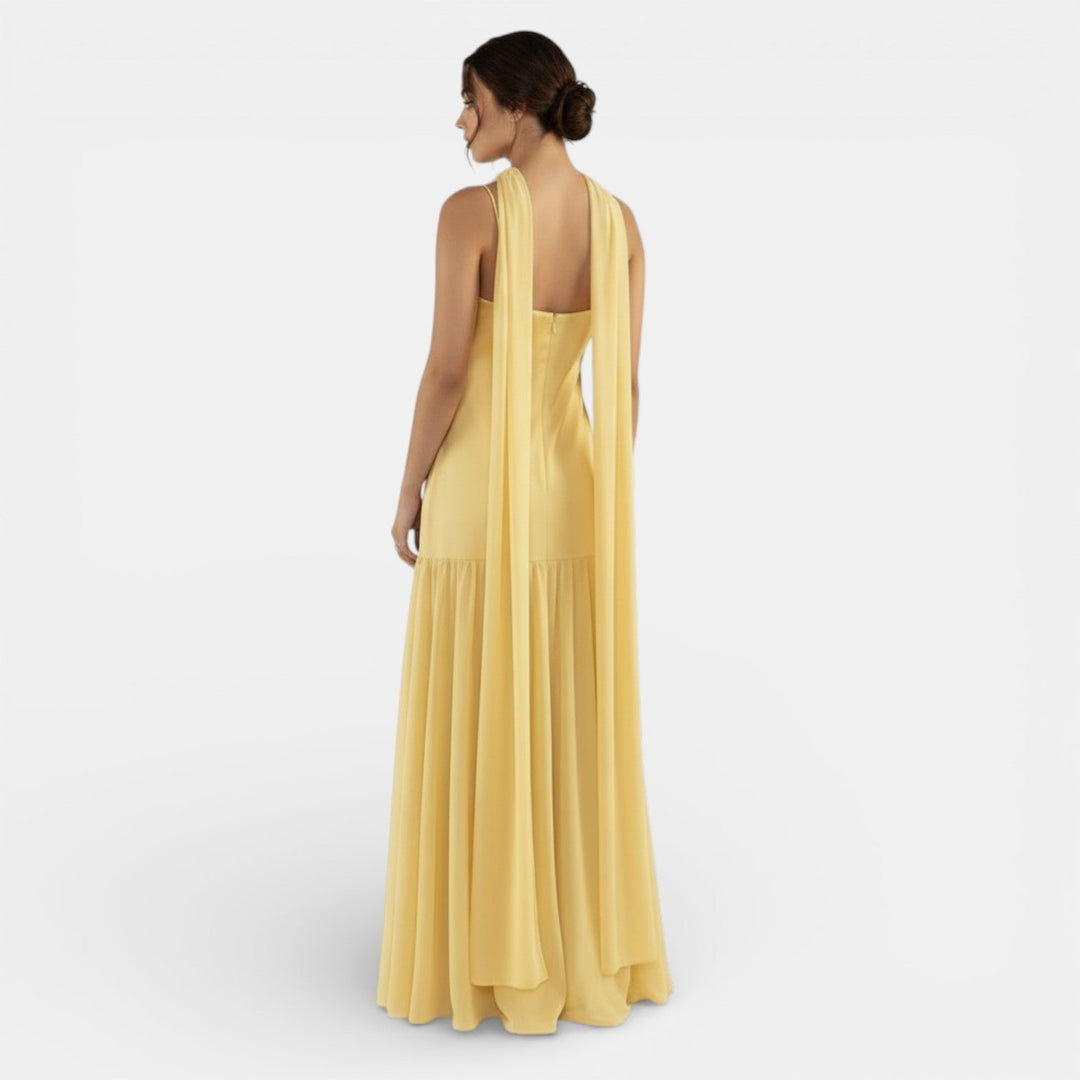 Vestido de Tirantes Mujer Satinado y Chiffon
