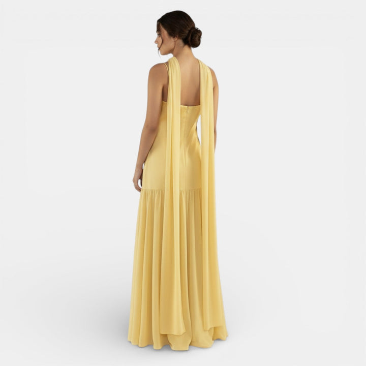 Vestido de Tirantes Mujer Satinado y Chiffon