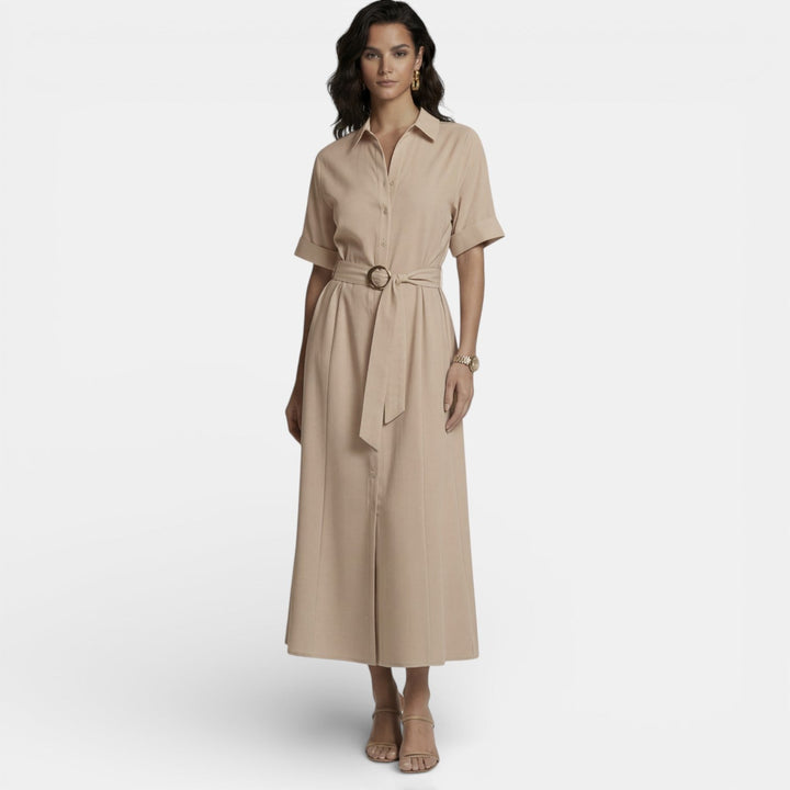 Vestido Midi Mujer Lino Retro
