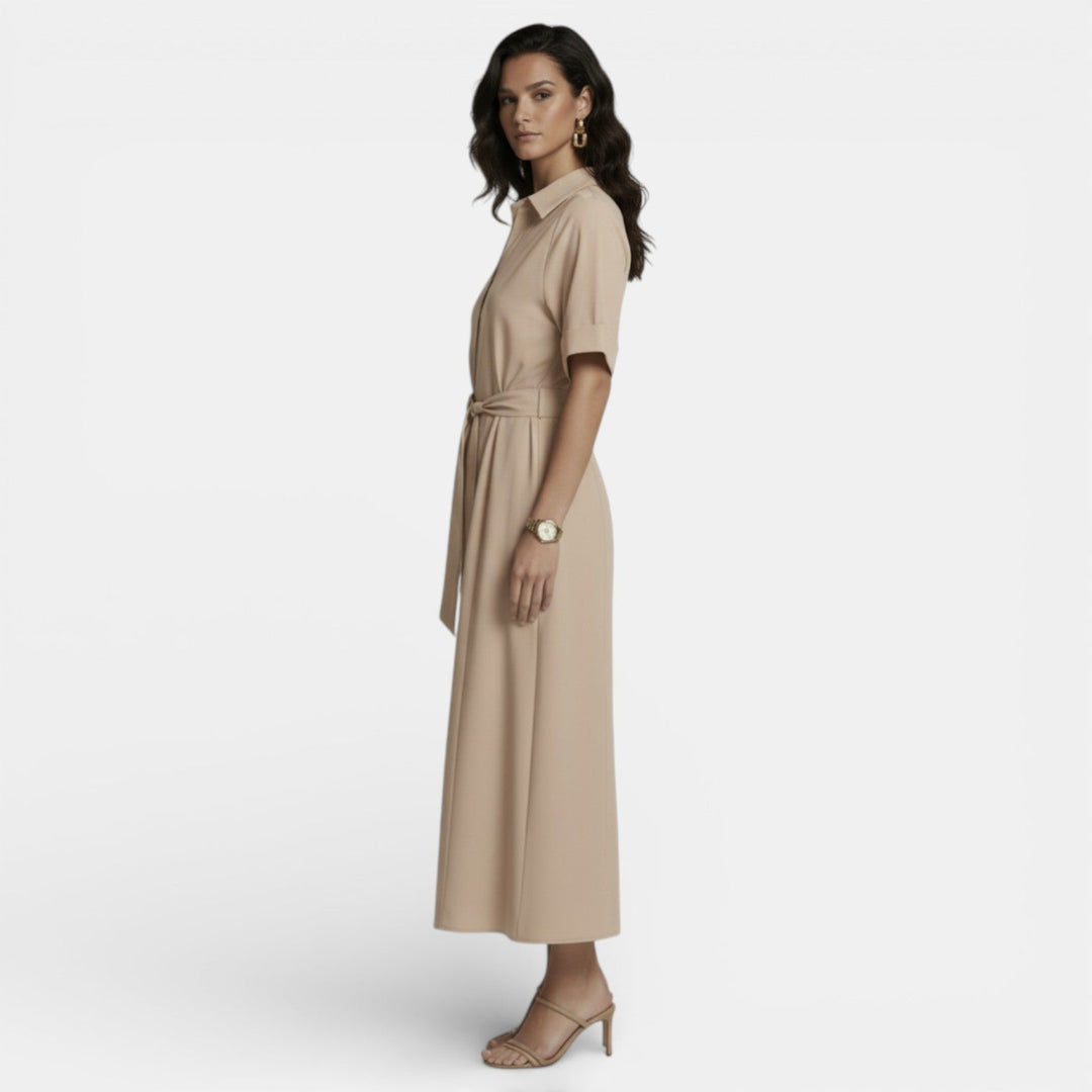 Vestido Midi Mujer Lino Retro