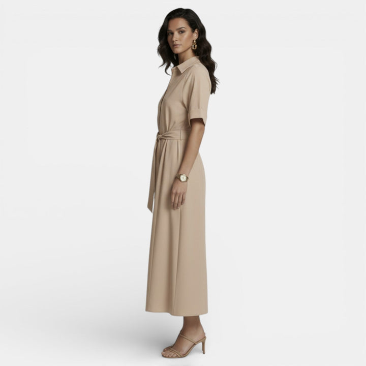 Vestido Midi Mujer Lino Retro