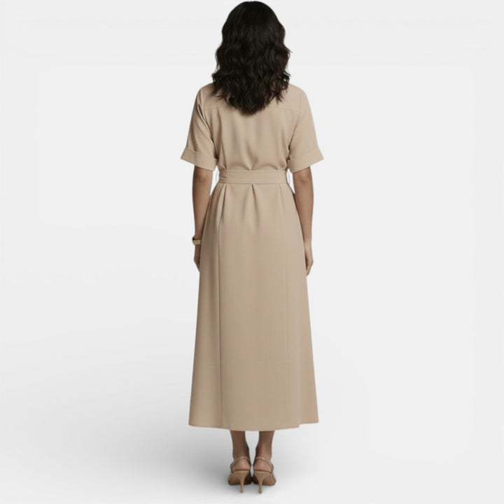 Vestido Midi Mujer Lino Retro