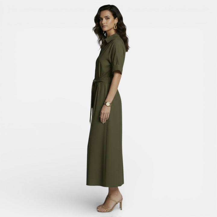 Vestido Midi Mujer Lino Retro