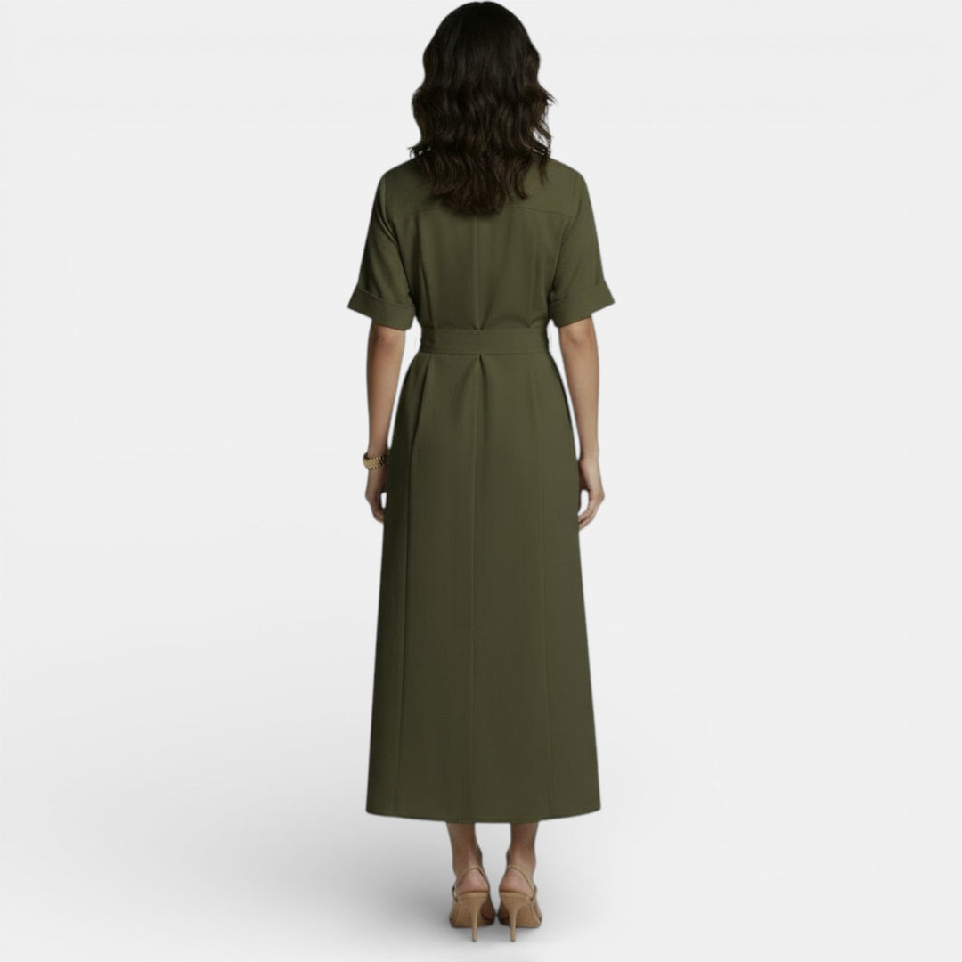 Vestido Midi Mujer Lino Retro