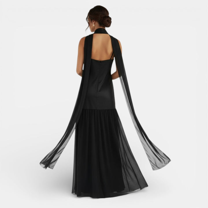 Vestido de Tirantes Mujer Satinado y Chiffon