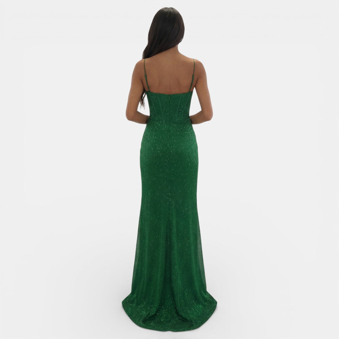 Vestido Largo de Fiesta Mujer Cuello V con Abertura