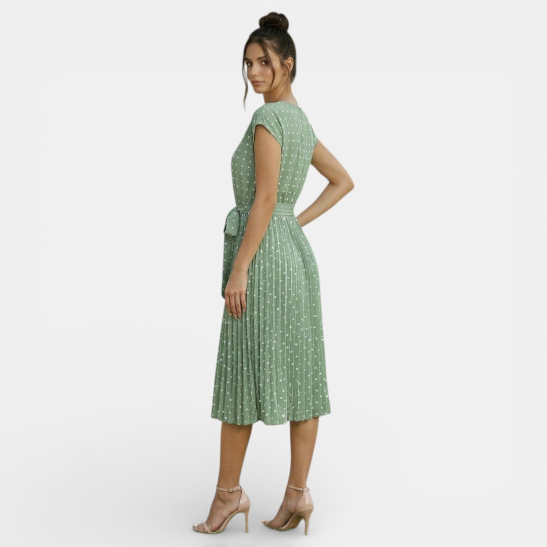 Vestido Midi Lunares Mujer Manga Corta