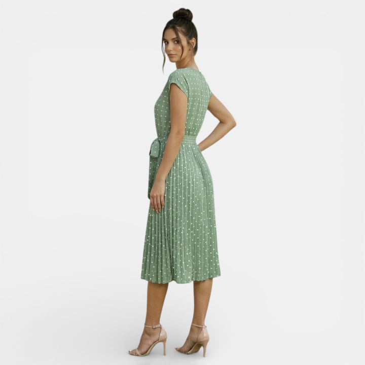 Vestido Midi Lunares Mujer Manga Corta