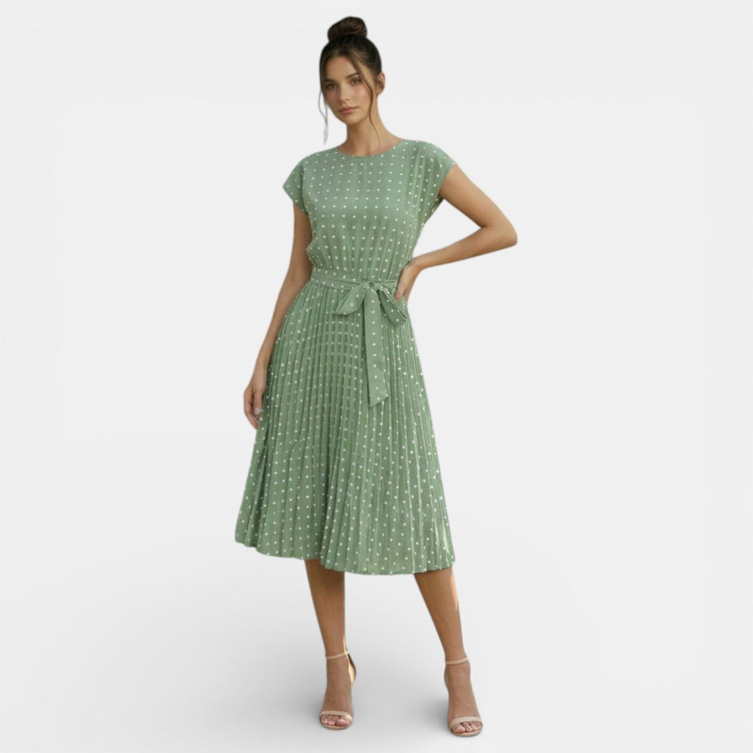 Vestido Midi Lunares Mujer Manga Corta