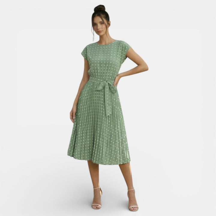 Vestido Midi Lunares Mujer Manga Corta