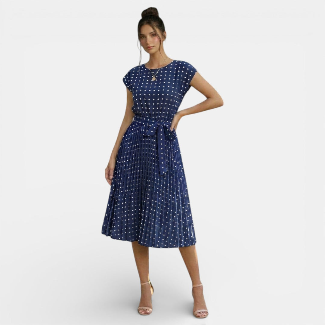 Vestido Midi Lunares Mujer Manga Corta