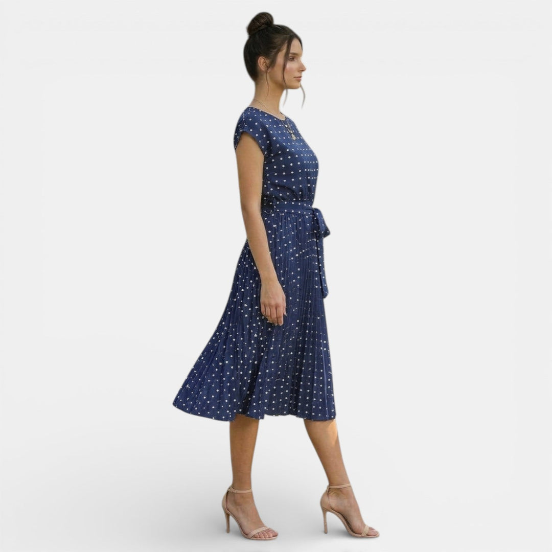 Vestido Midi Lunares Mujer Manga Corta